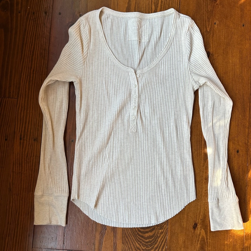 💥Deal💥 Ribbed Long Sleeve Henley Tops - Picture 2 of 10